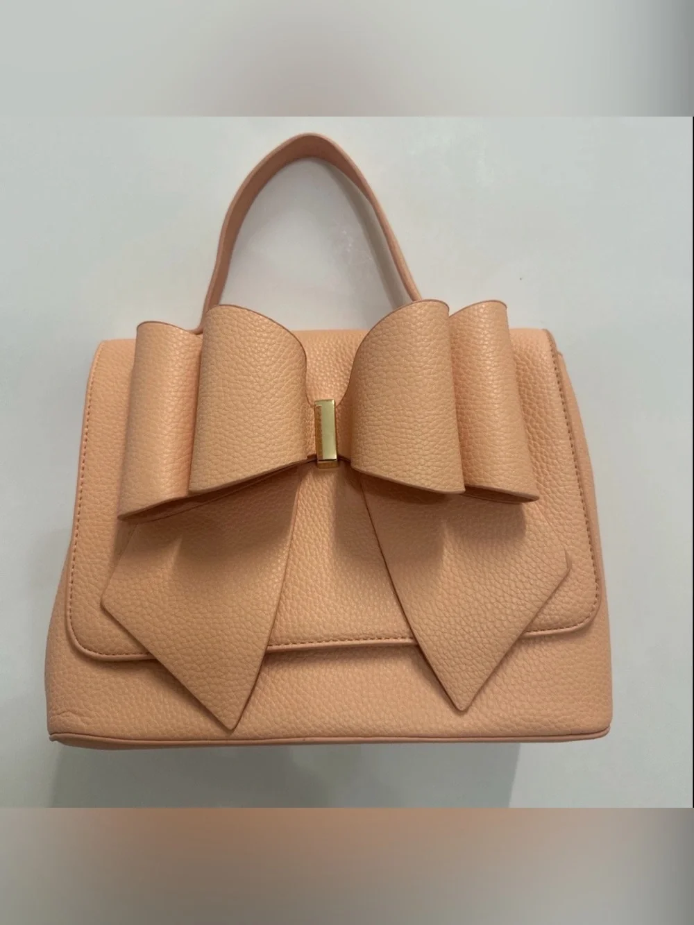 GROSSI/LIKE DREAMS Eva double bowtie vegan leather top handle crossbody -ORANGE